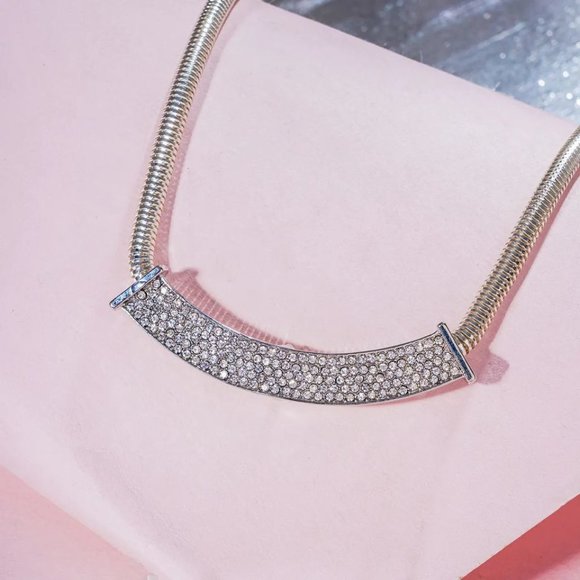 Silver Bib Style Wedding Necklace 17-20 Inches - Picture 2 of 4